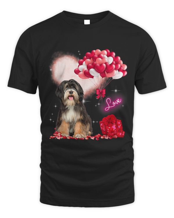 Cute Tibetan Terrier Balloon Heart Valentines Day Valentine