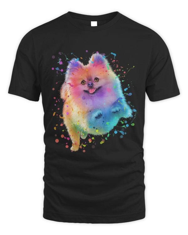 Colorful Splash Art Pomeranian Portrait Pom Puppy Owner 405