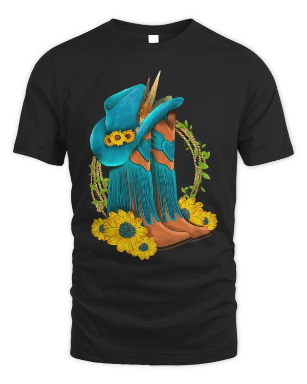 Western Country Sunflower Turquoise Cowboy Boots Cowgirl