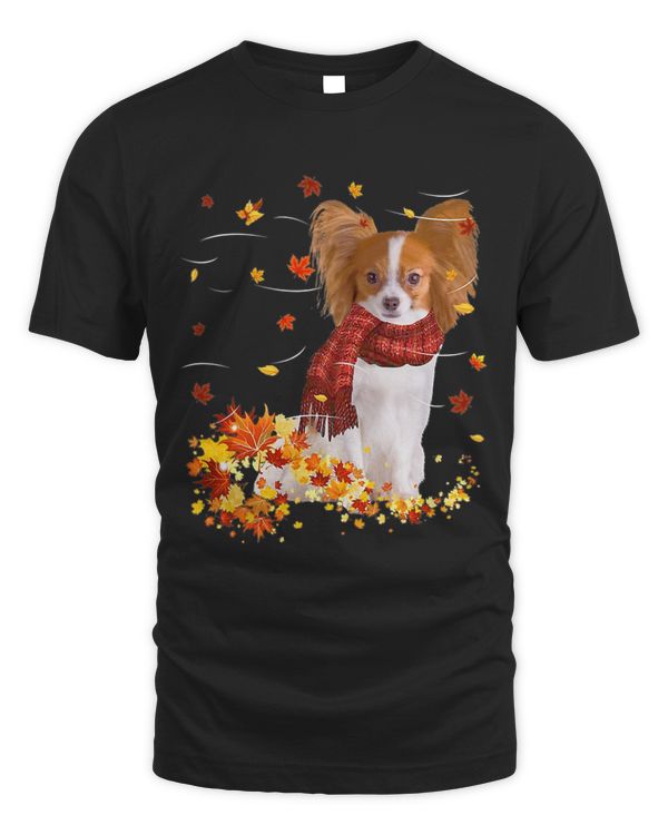 Papillon Fall Scarf Dogs Autumn Leaves 103