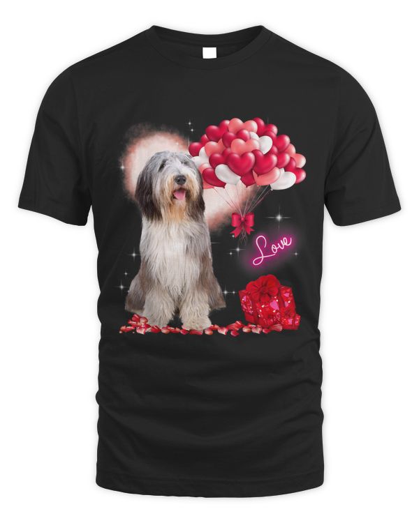 Cute Bearded Collie Balloon Heart Valentines Day Valentine