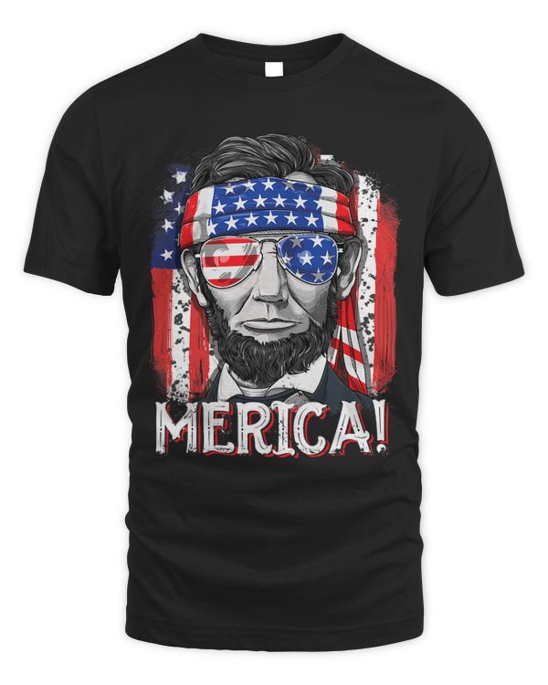 Abraham Lincoln 4th of July Merica Men Women American Flag 1