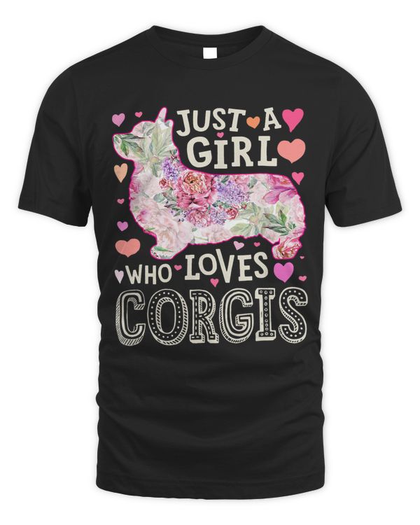 Just A Girl Who Loves Corgis Flower Animal Dog Lover Girls 136