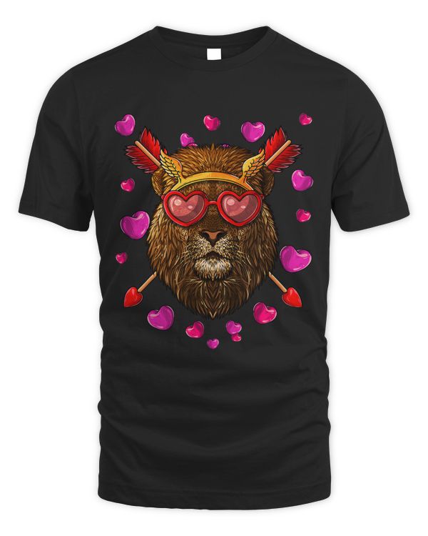 Lion Valentines Day Animal Face Heart Glass Love Arrows