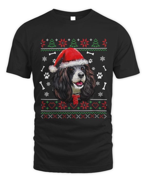 Ugly Sweater Christmas Russian Spaniel Santa Hat Pajama Xmas