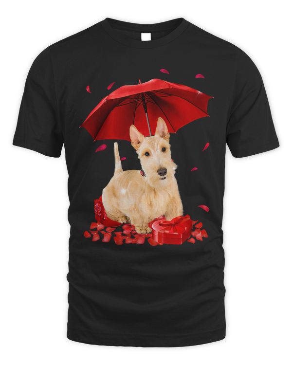Valentines Day Scottish Terrier Umbrella Heart Puppy Dog