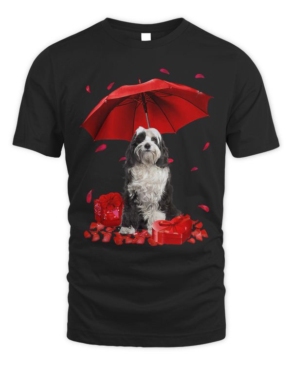 Valentines Day Tibetan Terrier Umbrella Heart Puppy Dog