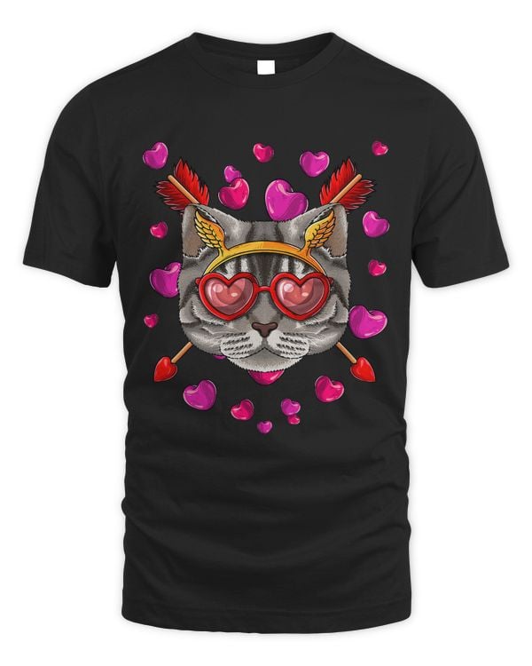 American Shorthair Valentines Day Heart Glasses Love Arrows