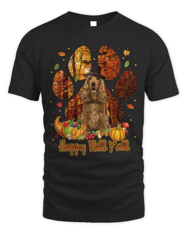 Its Fall Yall Cocker Spaniel Pilgrim Dog Paw Thanksgiving155