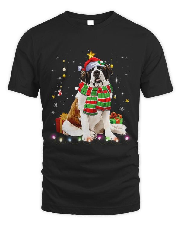 Saint Bernard Santa Fun Christmas Tree Lights Xmas Pjs Boys 38
