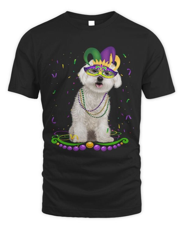 Cute Maltese Wearing Carnival Mask Mardi Gras Dogs Lover