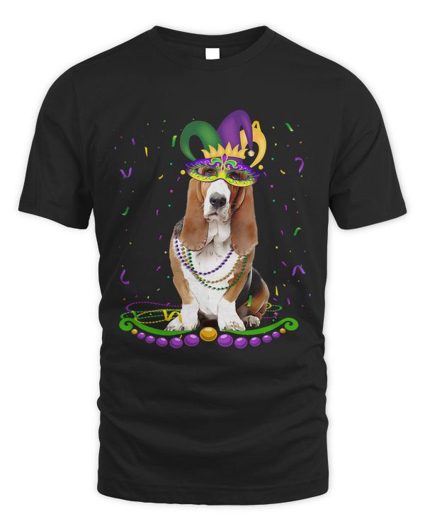 Basset Hound Wearing Carnival Mask Mardi Gras Dogs Lover