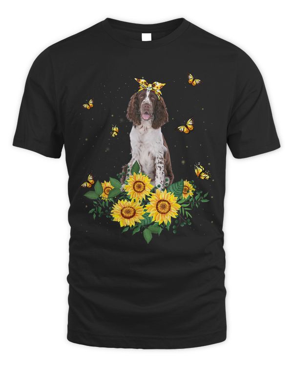 Girls Women Mom English Springer Spaniel Dog Sunflower