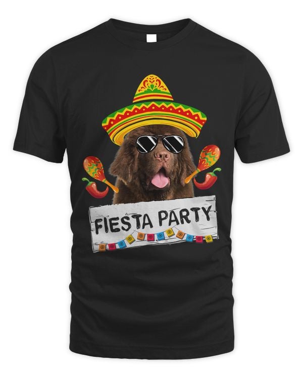 Funny Party Cute Newfoundland Wearing Sombrero Sunglasses