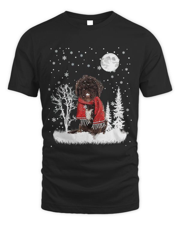 Spanish Water Dog Under Moonlight Snow Christmas Pajama 336