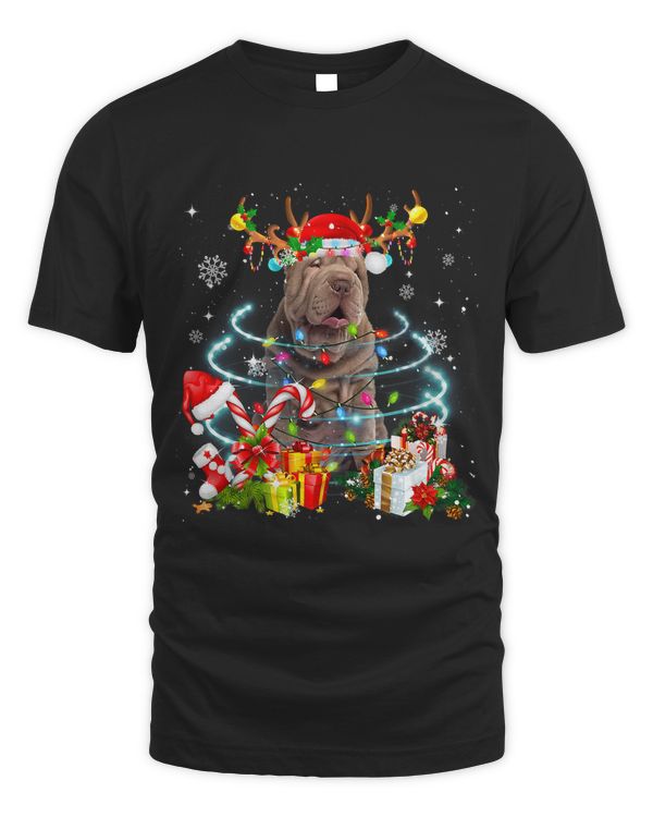 Shar Pei Reindeer Christmas Tree Lights Pajama Dog Xmas 228