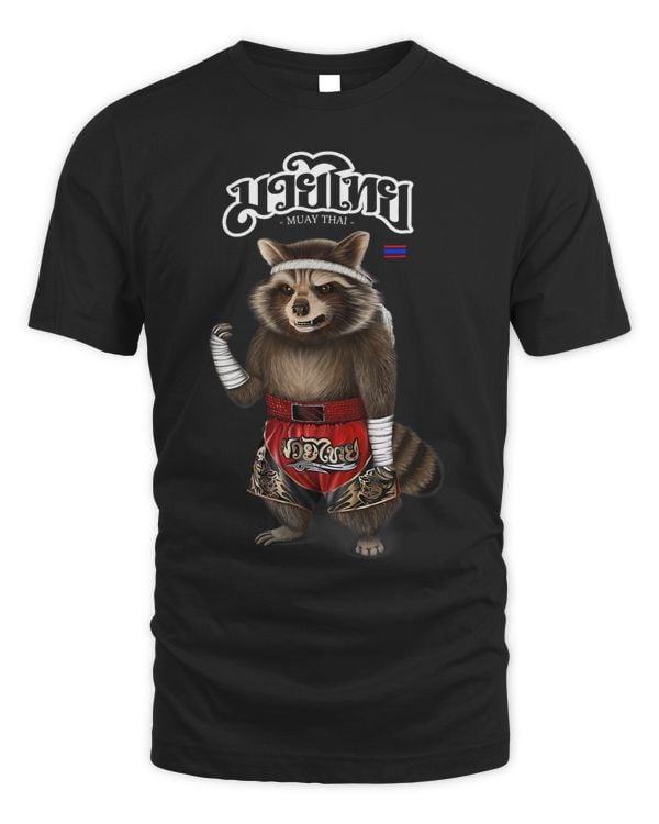 Raccoon as Muay Thai Kick Boxing Champion