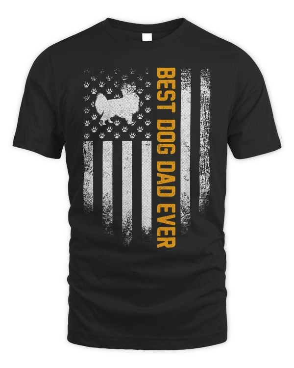 Vintage USA Best Papillon Dog Dad Ever American Flag Funny 23