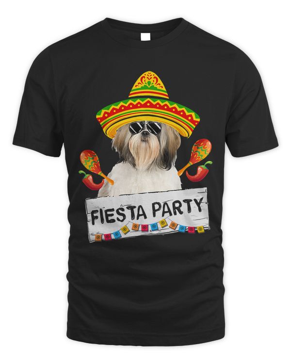 Funny Party Cute Shih Tzu Dog Wearing Sombrero Sunglasses