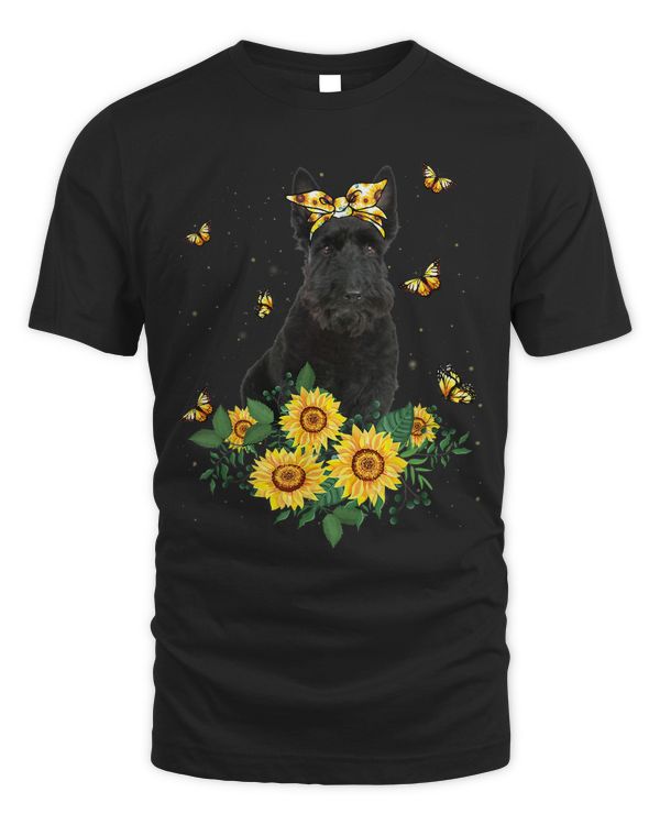 Girls Women Mom Scottish Terrier Dog Sunflower