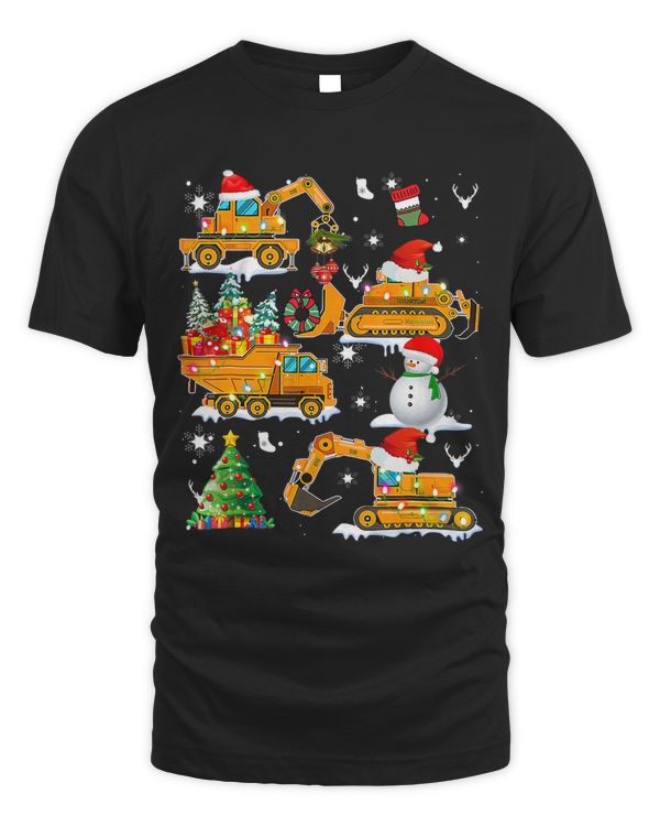 Construction Vehicle Christmas Red Trucks Winter Boys Kids 41
