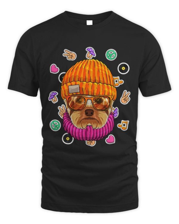 Hipster Yorkshire Terrier Geek Nerd Glasses Love Peace Sign
