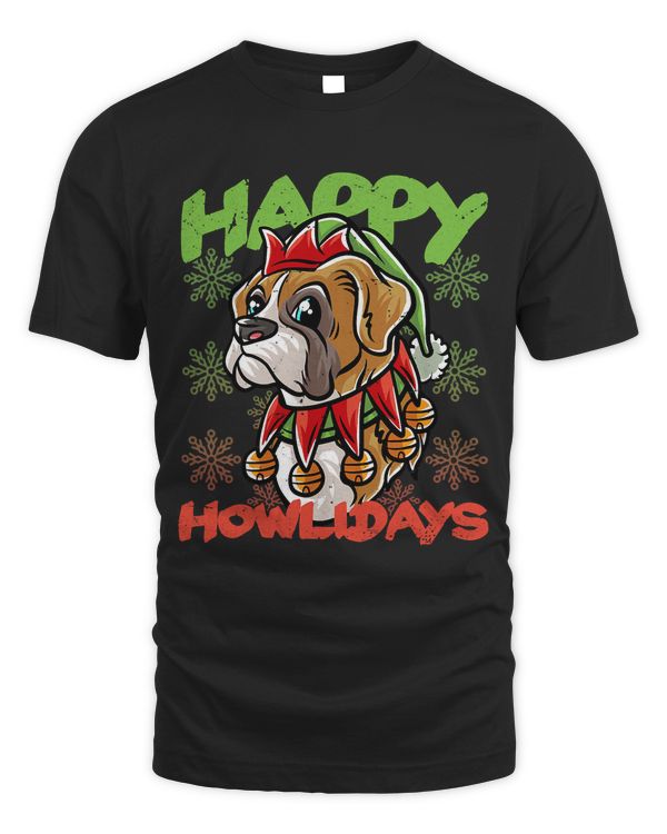 Happy Howlidays Boxer Elf Dog Merry Christmas Dogs 44