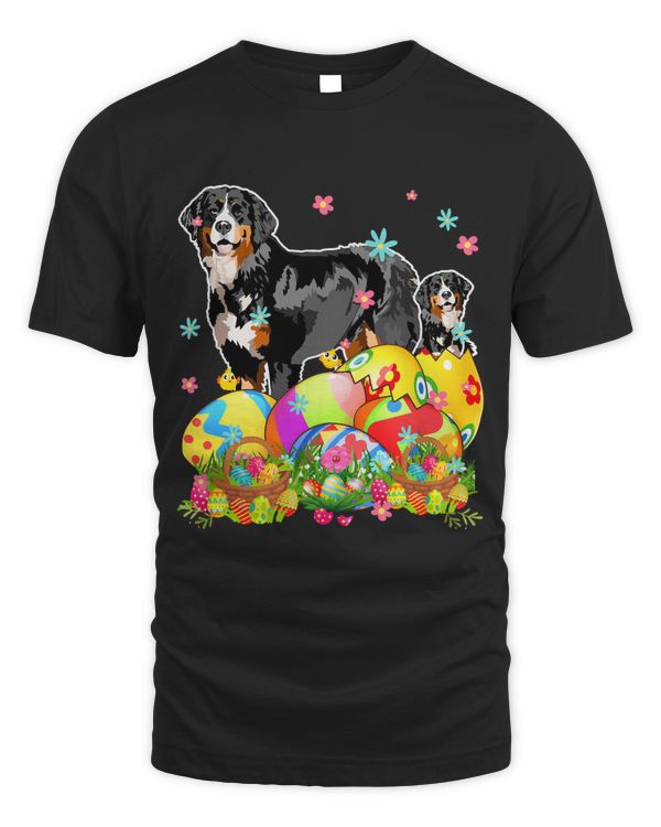 Happy Easter Day Bernese Mountain With Easter Eggs Dog Lover