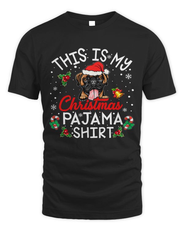 Boxer This Is My Christmas Pajama Funny Dog Santa Hat Boxer 40