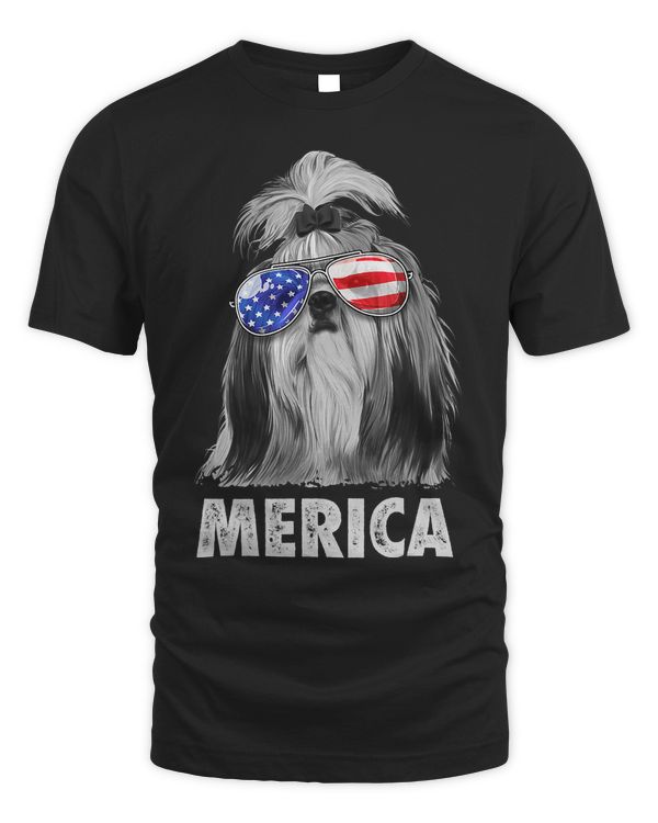 Shih Tzu 4th of July Merica Men American Flag Sunglasses