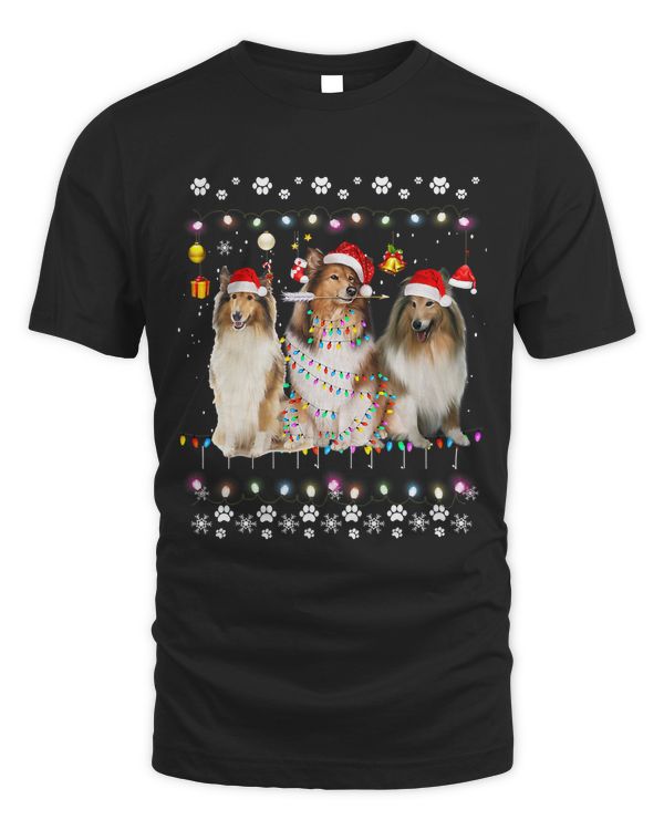 Xmas Lighting Matching Ugly Shetland Sheepdog Dog Christmas 83