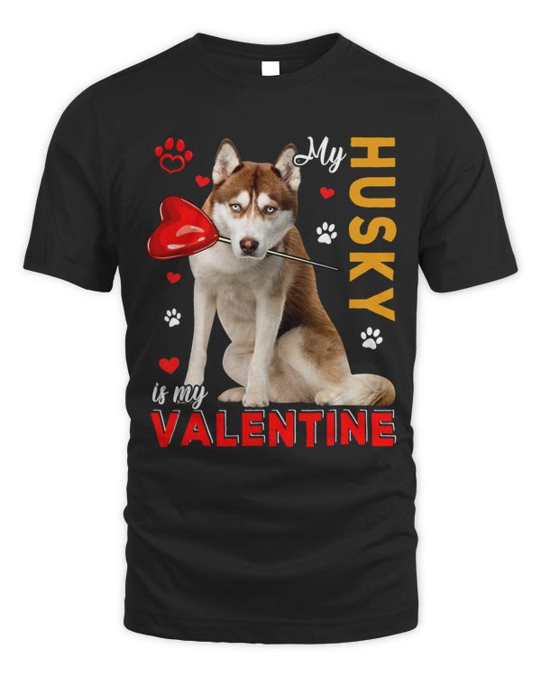 My Husky Is My Valentine Cute Dog Holding Heart Lover 69