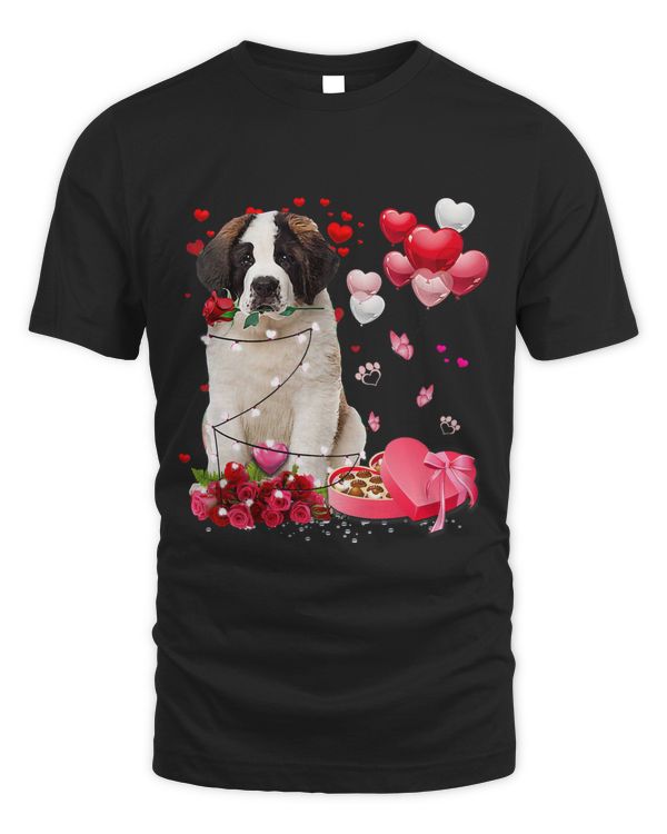 Funny Saint Bernard Rose Heart Happy Valentine Day Dog Mom