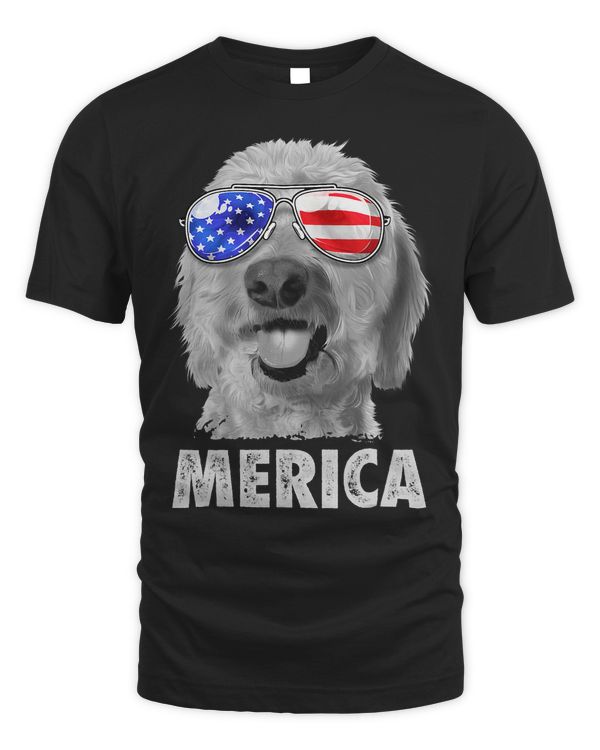 Goldendoodle Doodle 4th of July Merica Men American Flag 2