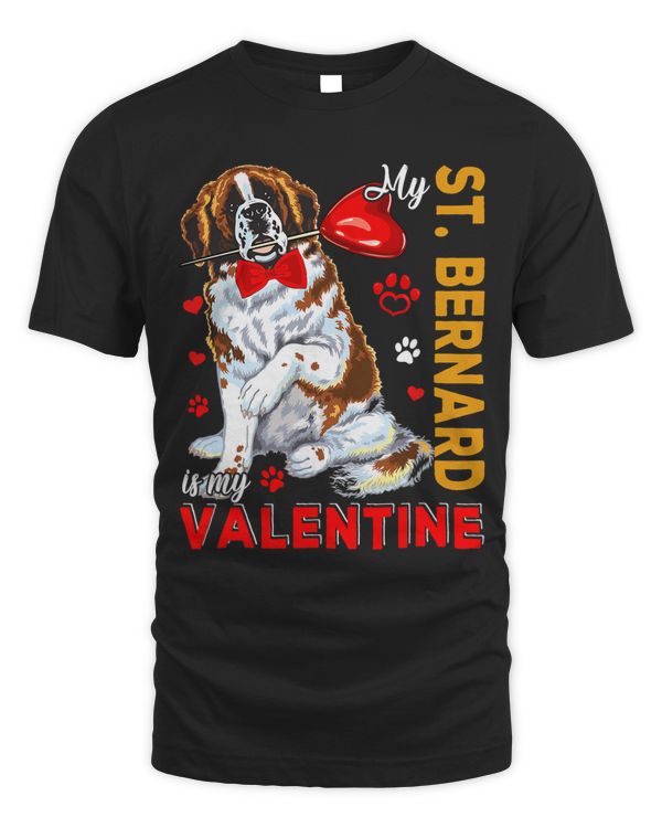My St. Bernard Is My Valentine Cute Dog Holding Heart Lover 64