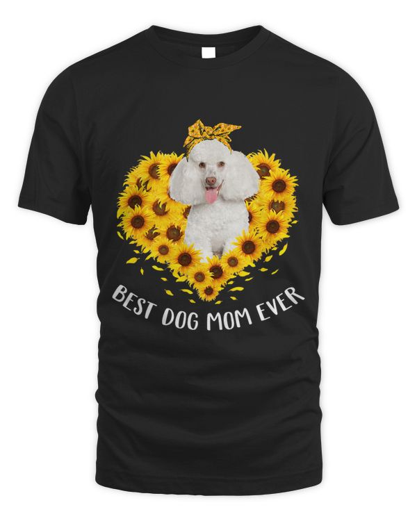 White Poodle Mom Sunflower Dog Mom Women