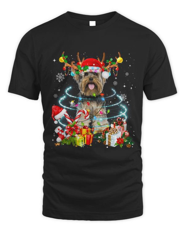 Yorkie Reindeer Christmas Tree Lights Pajama Dog Xmas 209