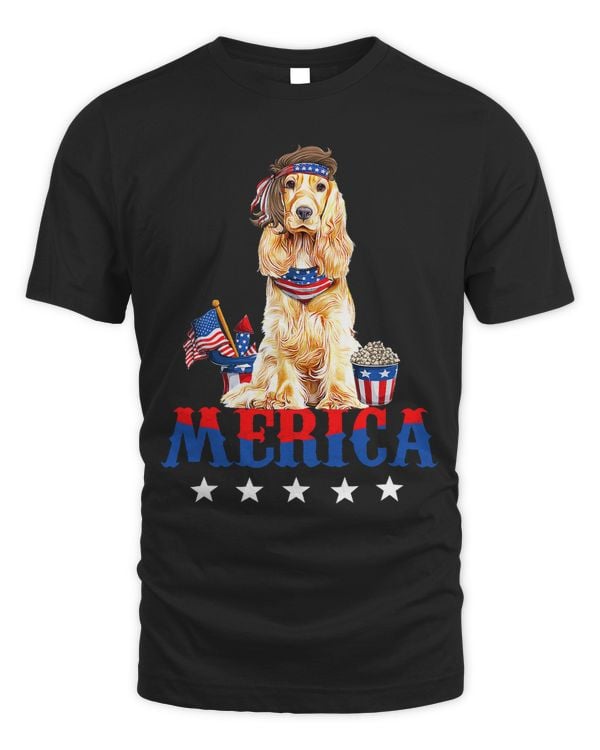 Merica Cocker Spaniel 4th of July Men Women Flag Patriotic 291