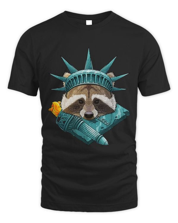 Statue Of Liberty Raccoon 4th Of July Animal USA America