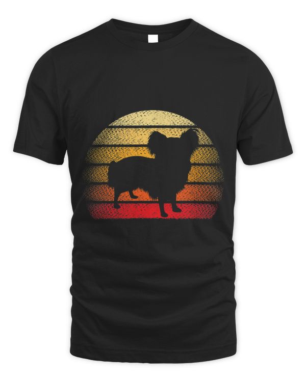 Retro Sunset Papillon Dog Lover Theme Design 449