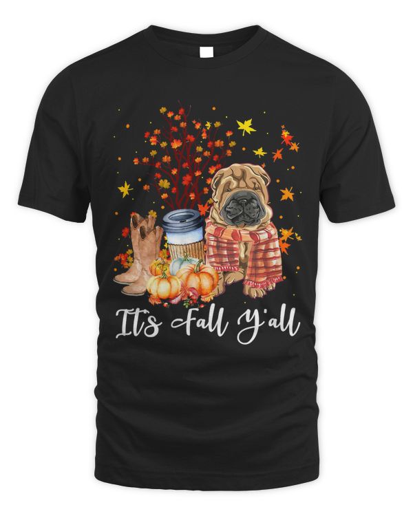 Its Fall Yall Shar Pei Dog Pumpkin Fall Autumn291