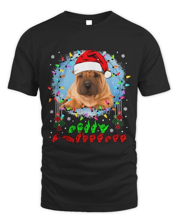 Merry Christmas Hands Sign Language Santa Shar Pei Lover154