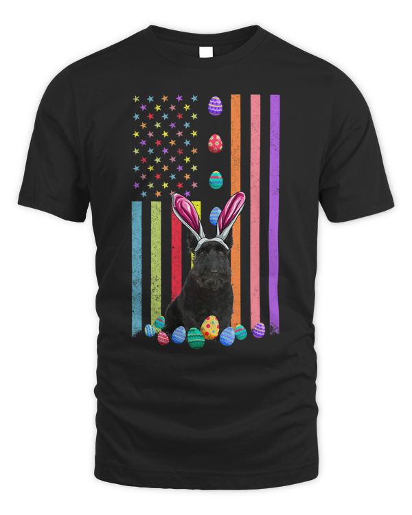 Easter Day American Eggs Flag Scottish Terrier Dog Funny