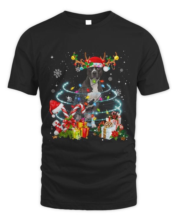 Pittie Reindeer Christmas Tree Lights Pajama Dog Xmas 187