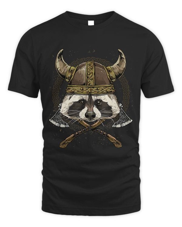Viking Raccoon with Viking Helmet Mjolnir Axes 106