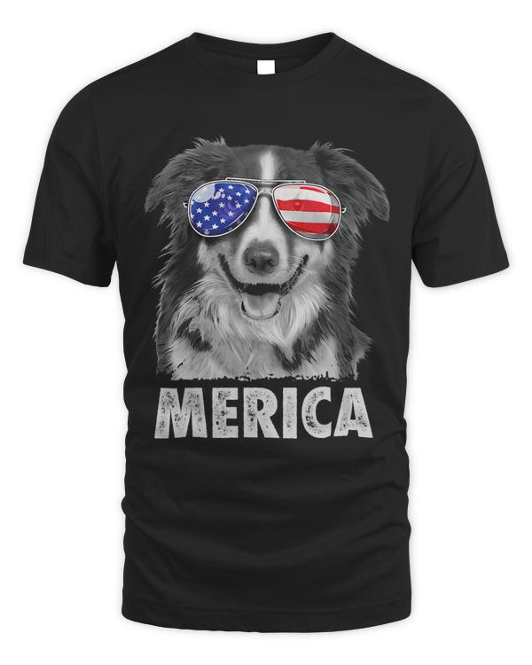 Border Collie 4th of July Merica American Flag Sunglasses