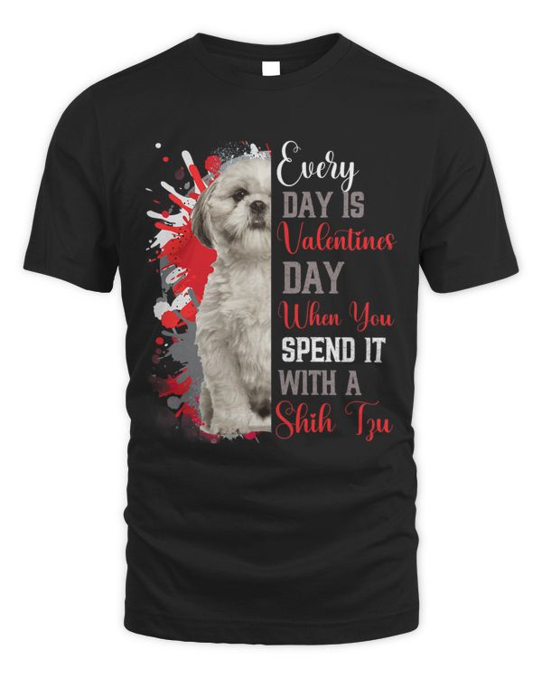 Womens Valentines Day Shih Tzu Mom Mother Doggy Mum Dog Black