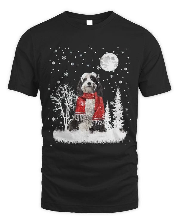 Tibetan Terrier Under Moonlight Snow Christmas Pajama 282
