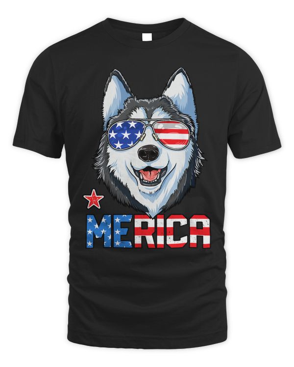Siberian Husky 4th of July Merica Men Women American Flag