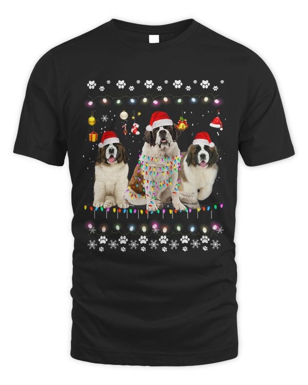 Xmas Lighting Matching Ugly Saint Bernard Dog Christmas 99